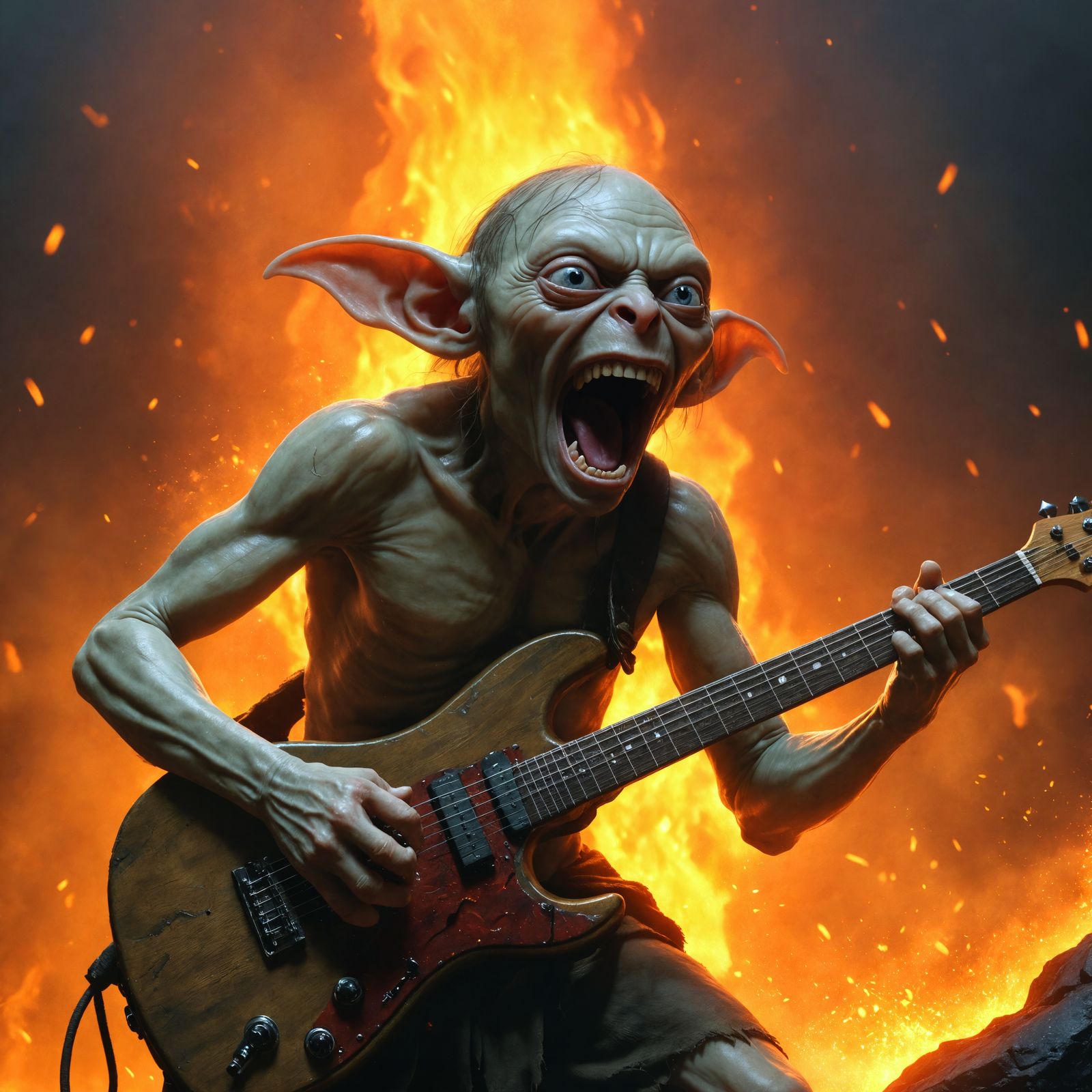 Gollum Shreds: Lord of the Rings Rock Portrait