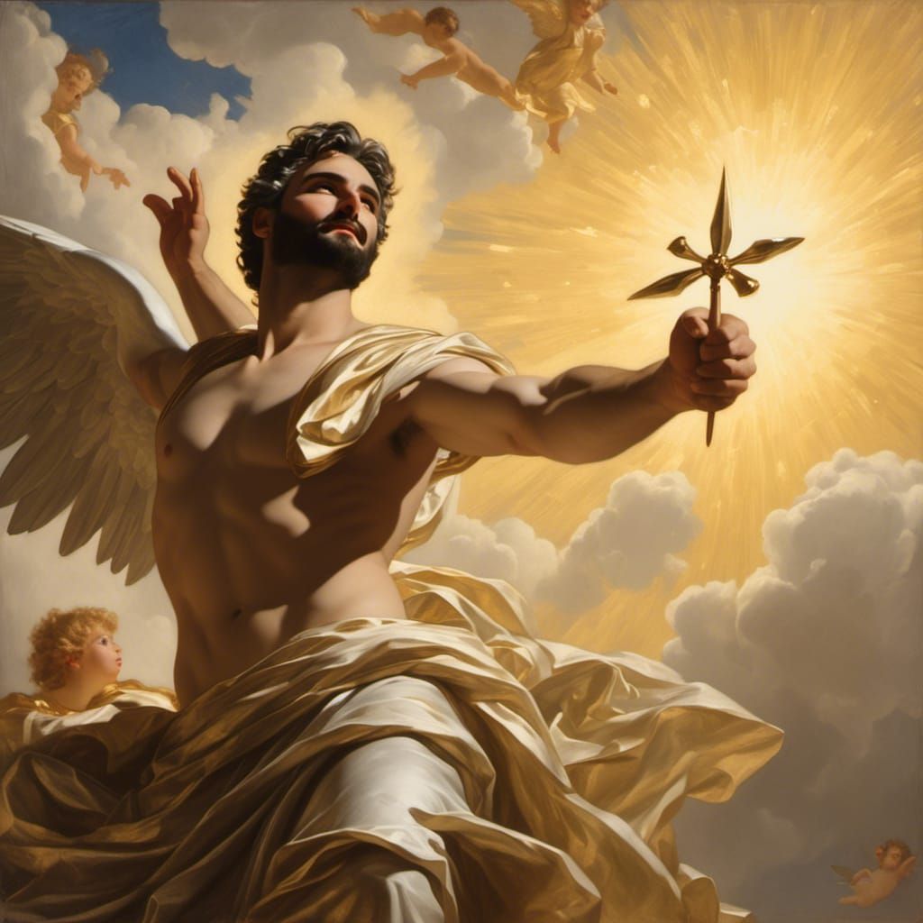 Baroque Cupid Portrait with Golden Light