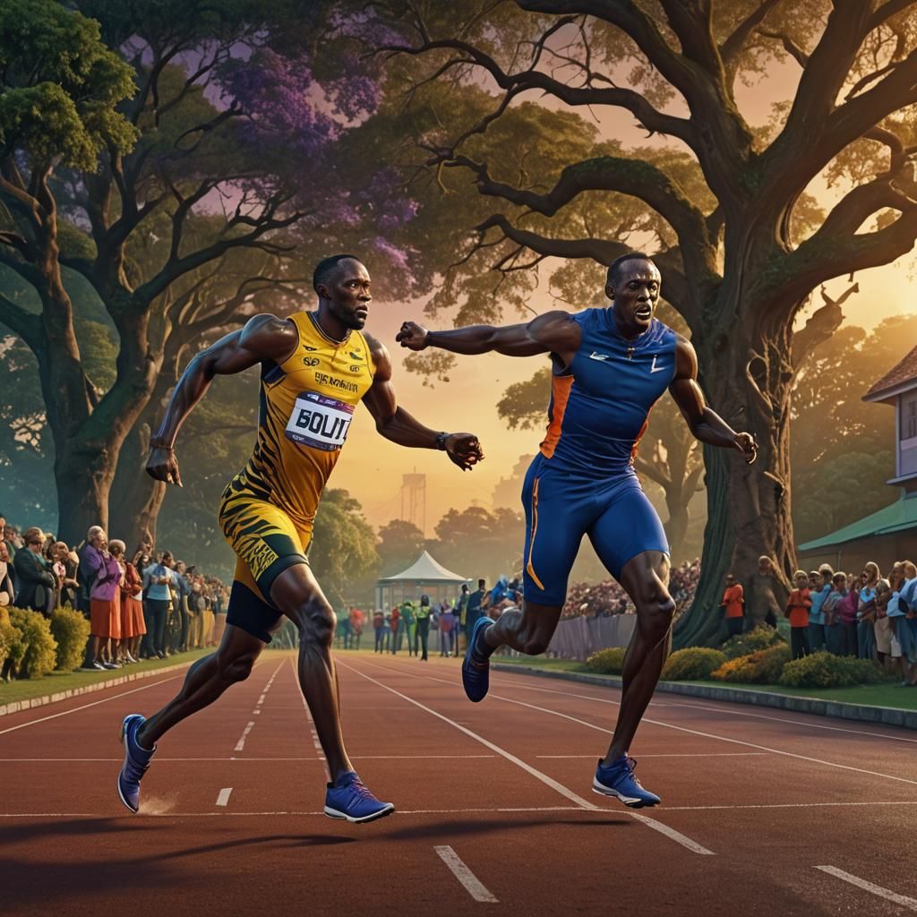 Old Lady Wins Against Usain Bolt: Digital Matte Painting