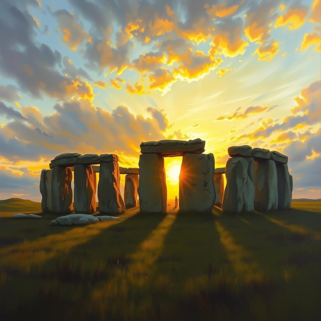 Stonehenge Summer Solstice in Golden Hour Light