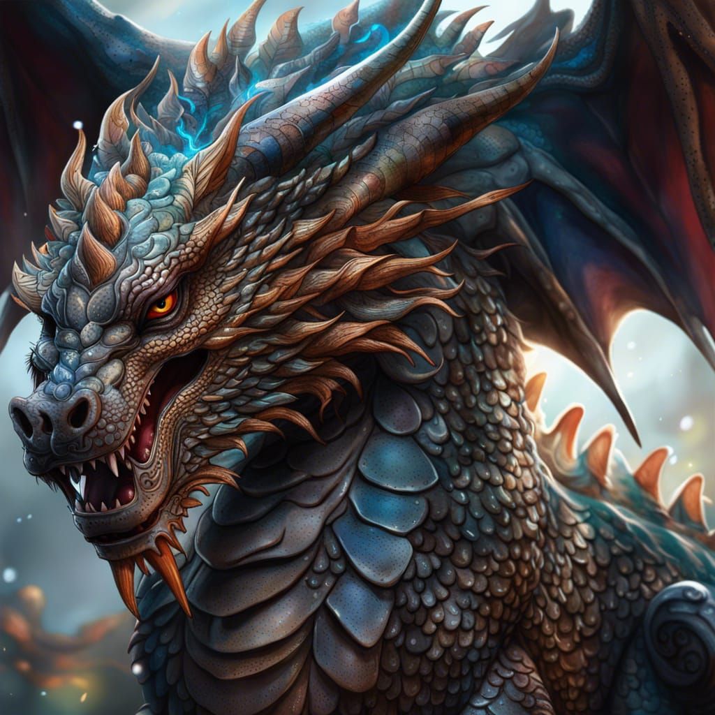 Iridescent Dragon Guarding Hoard in Hyperrealistic CGI