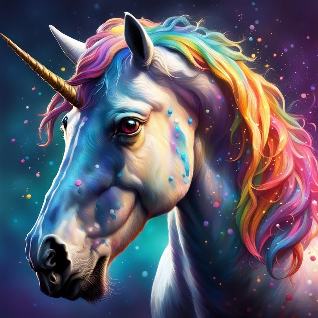 Hyperrealistic Unicorn in Splash Art Style