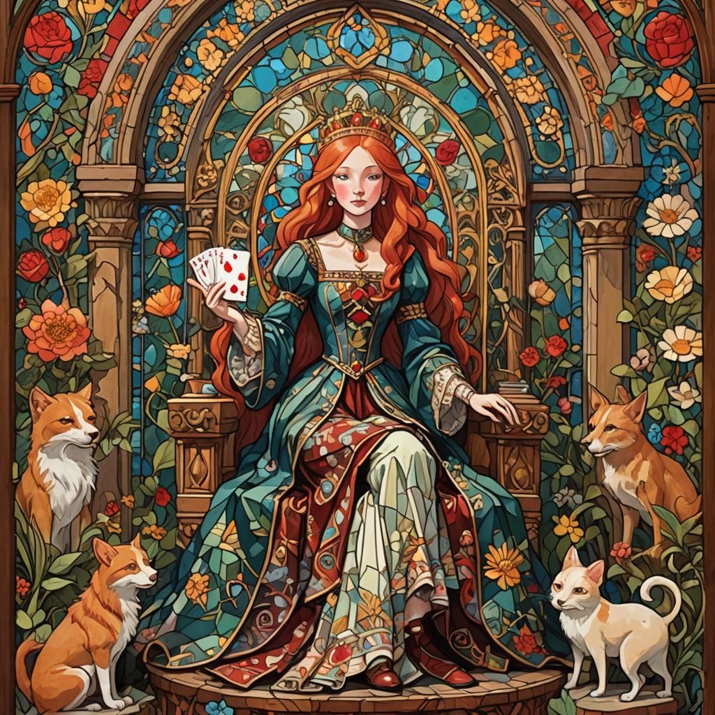 Whimsical Princess in Folk Art Style Kingdom