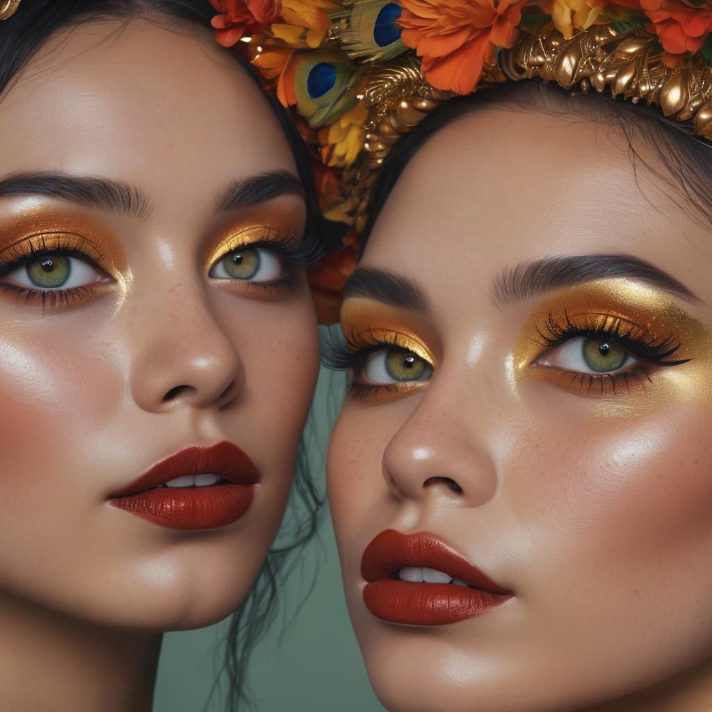 Golden Goddess Portrait in Mucha Style