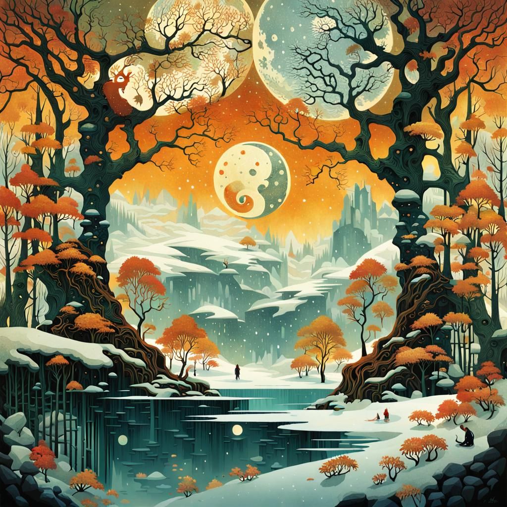 Yin-Yang Symbol: Autumn and Winter Harmony