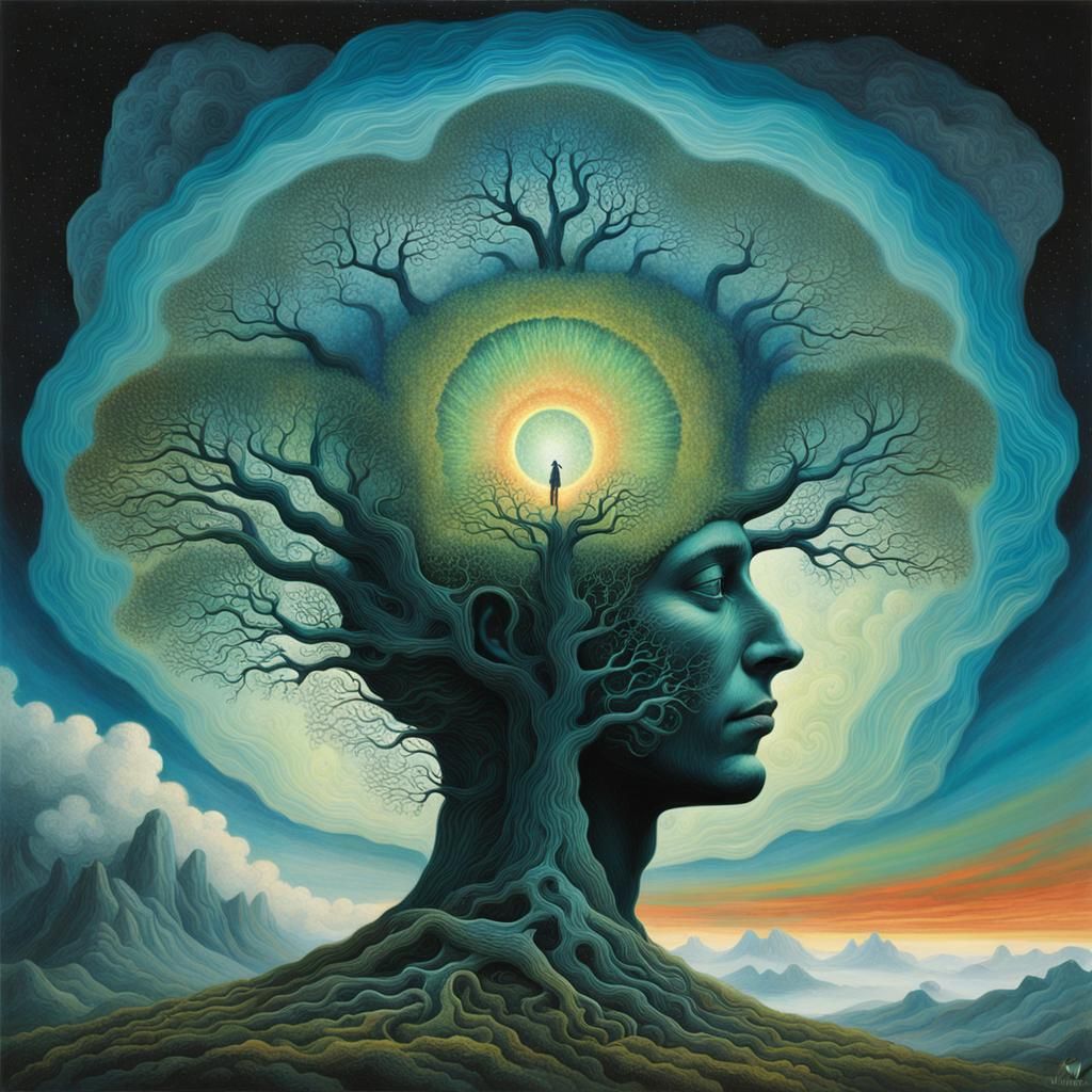 Serene Meditation: Kaleidoscopic Visions in Cosmic Clouds