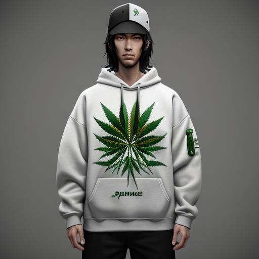 Cannabis Sweatshirt Logo in Anime Style