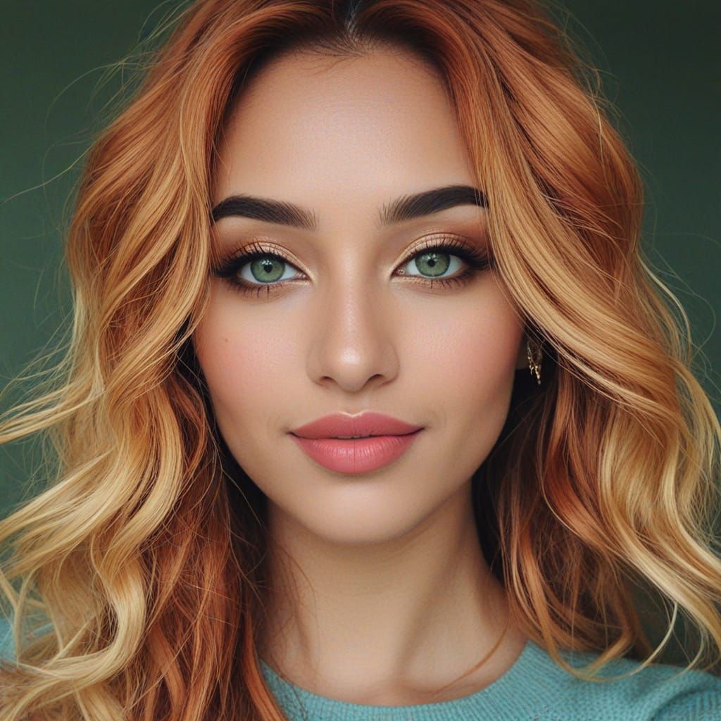 Strikingly Beautiful Indian Woman with Amber Skin and Strawb...