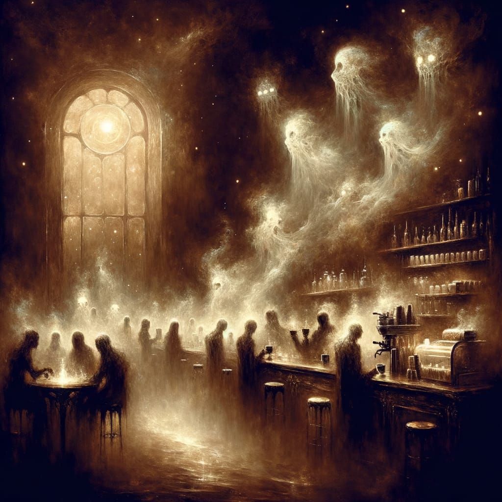Ethereal Coffeehouse in Dark Fantasy Style