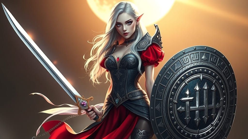 Elegant Aasimar Warrior Radiates Celestial Beauty