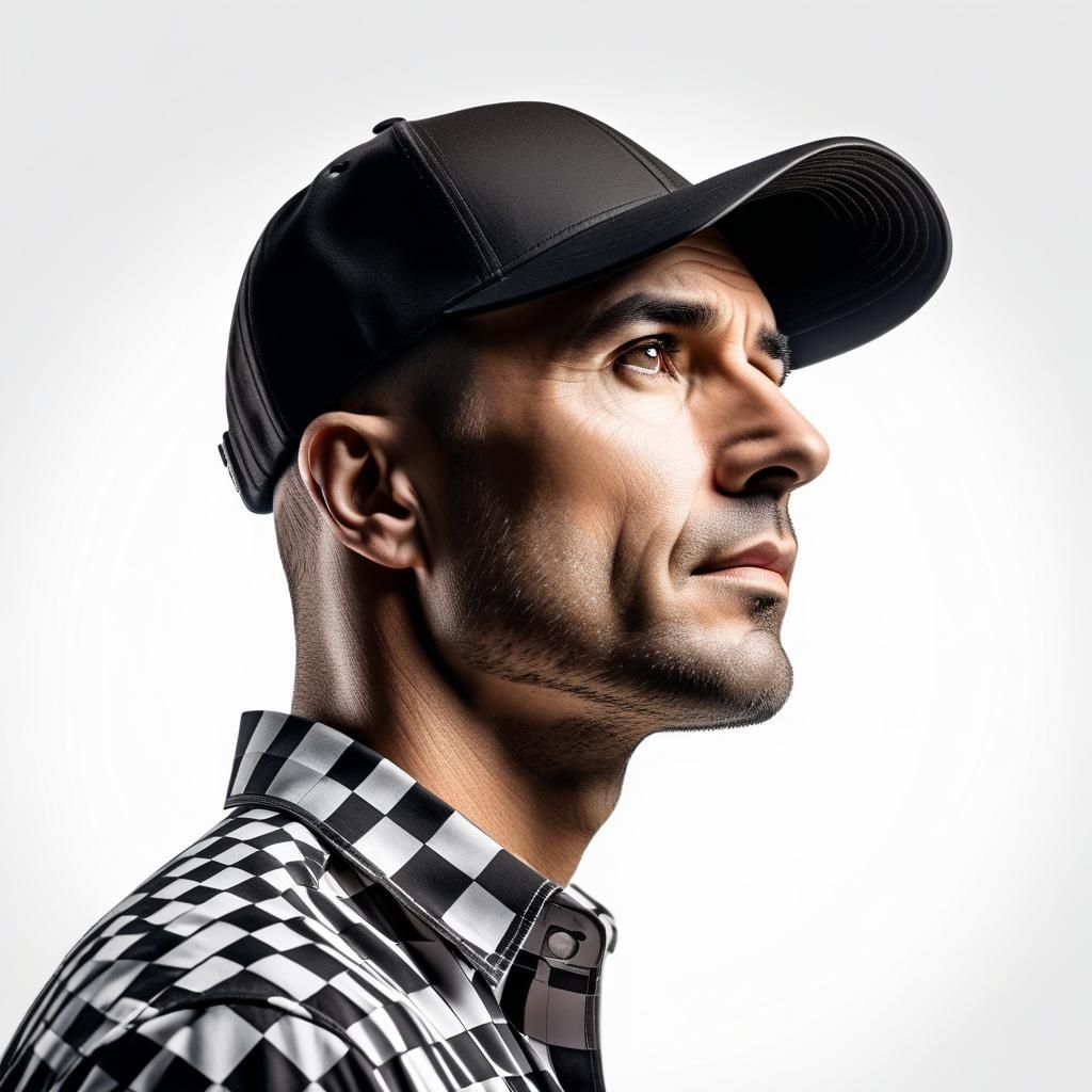 Airbrushed Portrait of Man in Checkered Shirt