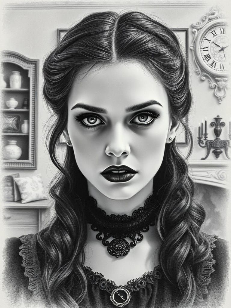 Gothic Victorian Vampire Portrait in Photorealistic Style