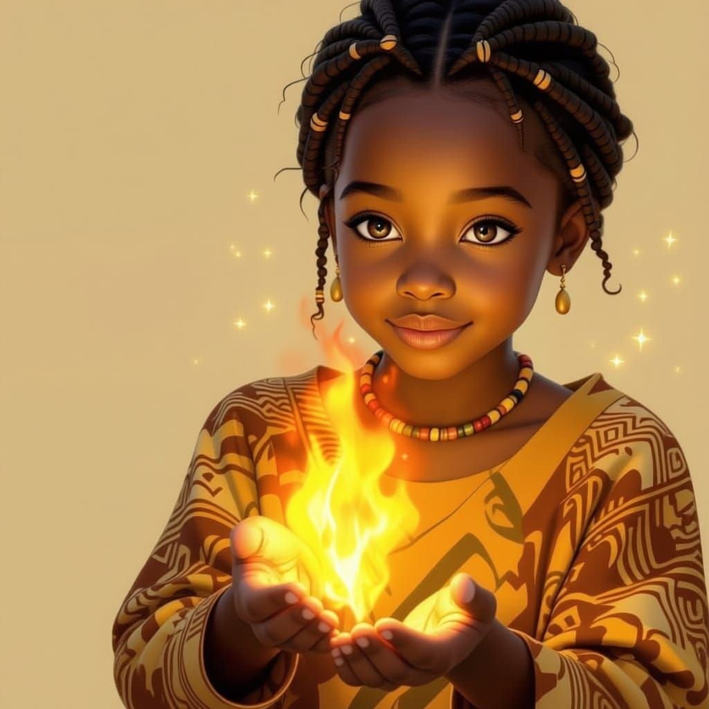Star Spirit Gifts Flame to Young African Girl