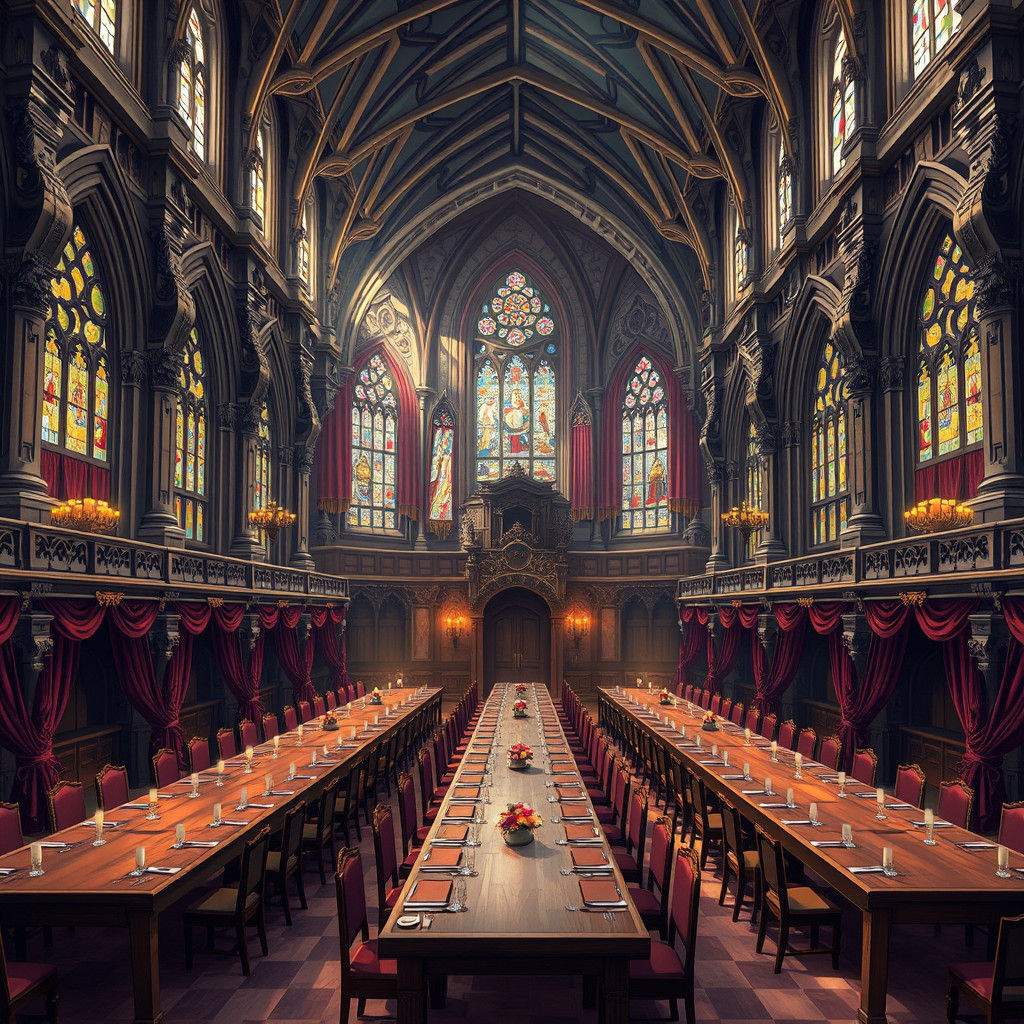 Royal Castle Grand Dining Hall in Anime Style