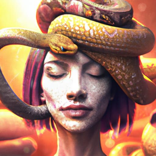 Psychedelic Woman with Snake in Space