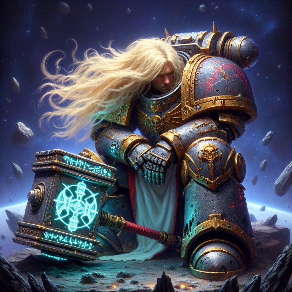 Bashful Space Elf Knight in Rune-Covered Armor