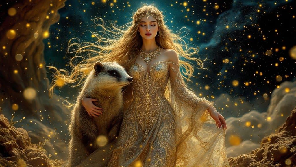 Goddess Brigantia in Opulent, Surrealist Style