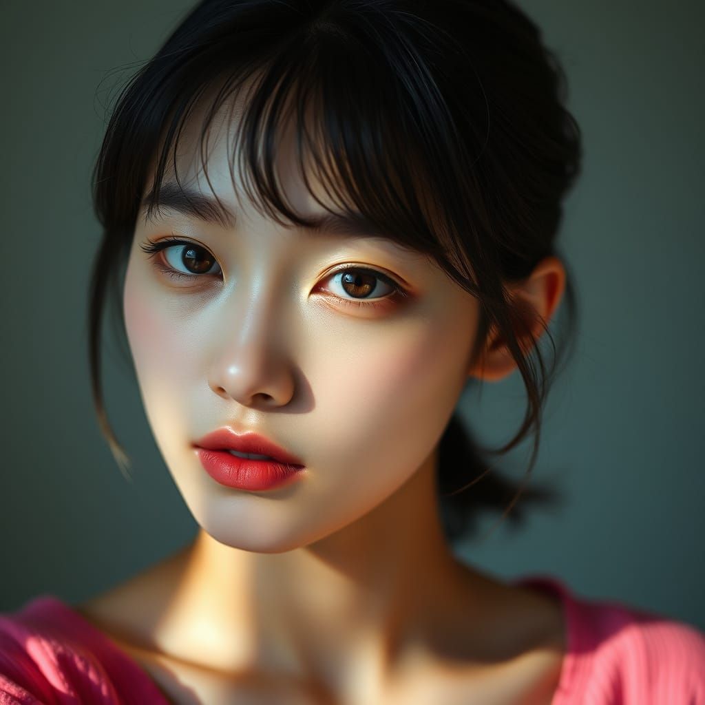 Ultra-Realistic Portrait of a Young Korean Idol with a Sharp...
