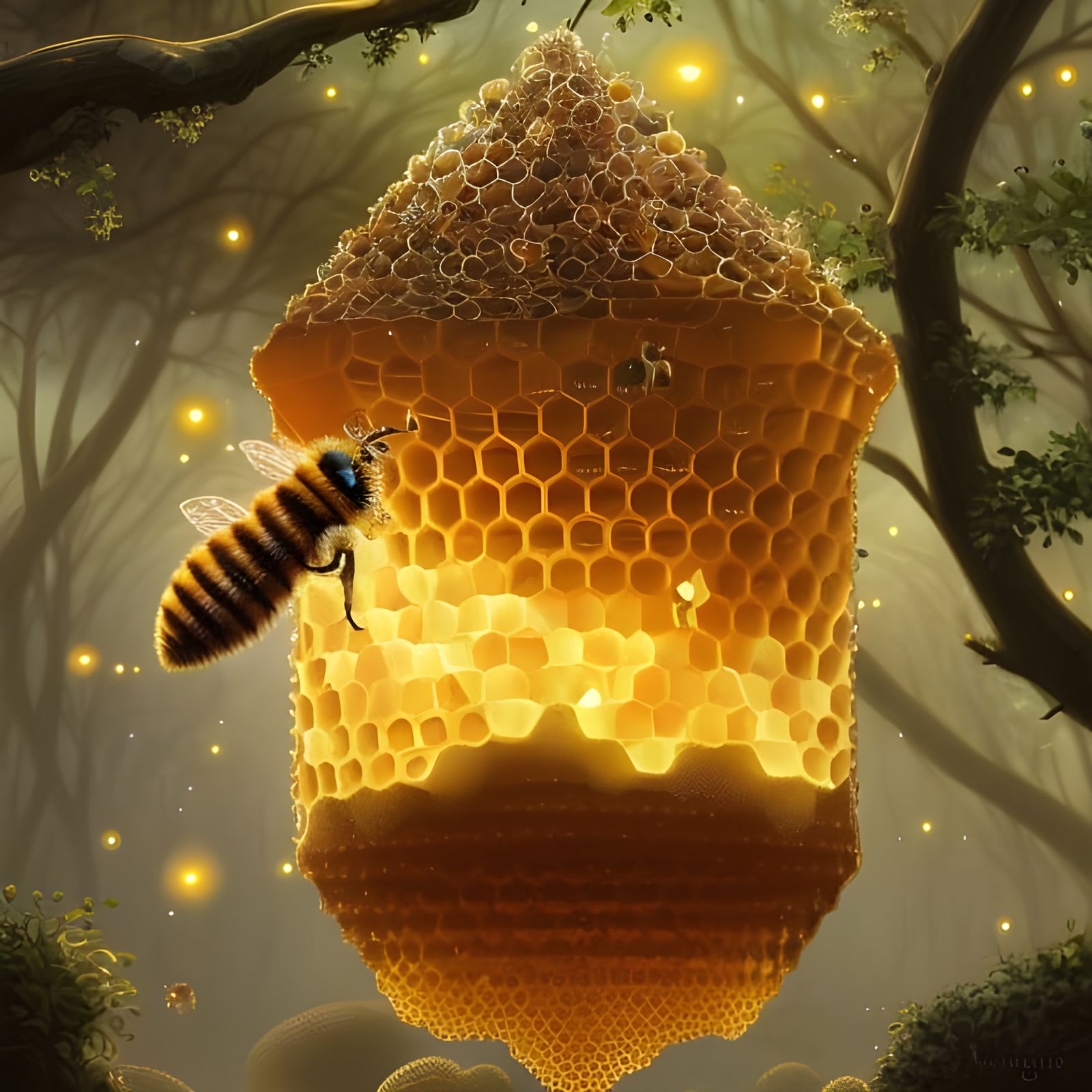 Magical Beehive Honeycomb with Crystal Sparkles