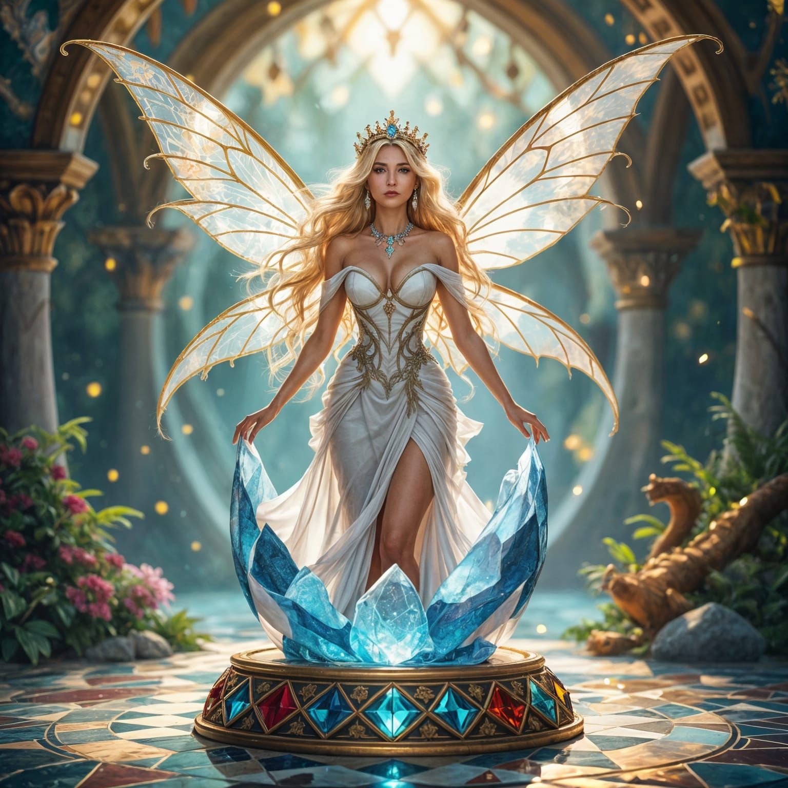 Beautiful Fairy Woman Emerges from Crystal Egg