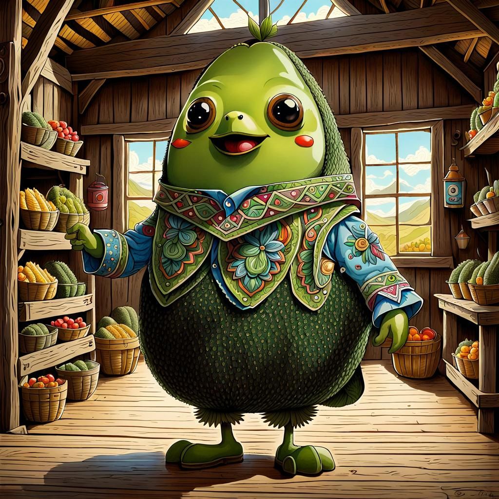 Cute Avocado Creature at a Barn Dance