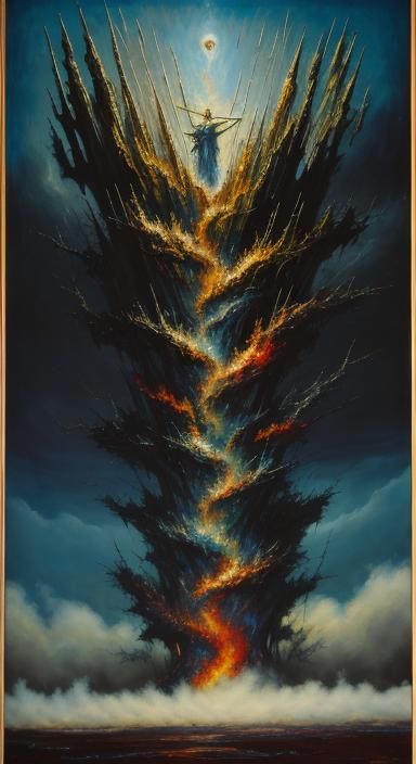 Biblical Pillar of Cloud and Fire in Surreal Style