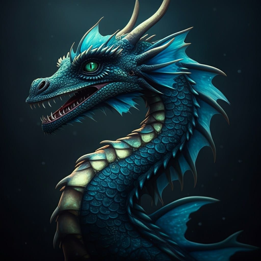 Hyperrealistic Water Dragon in Cinematic HDR