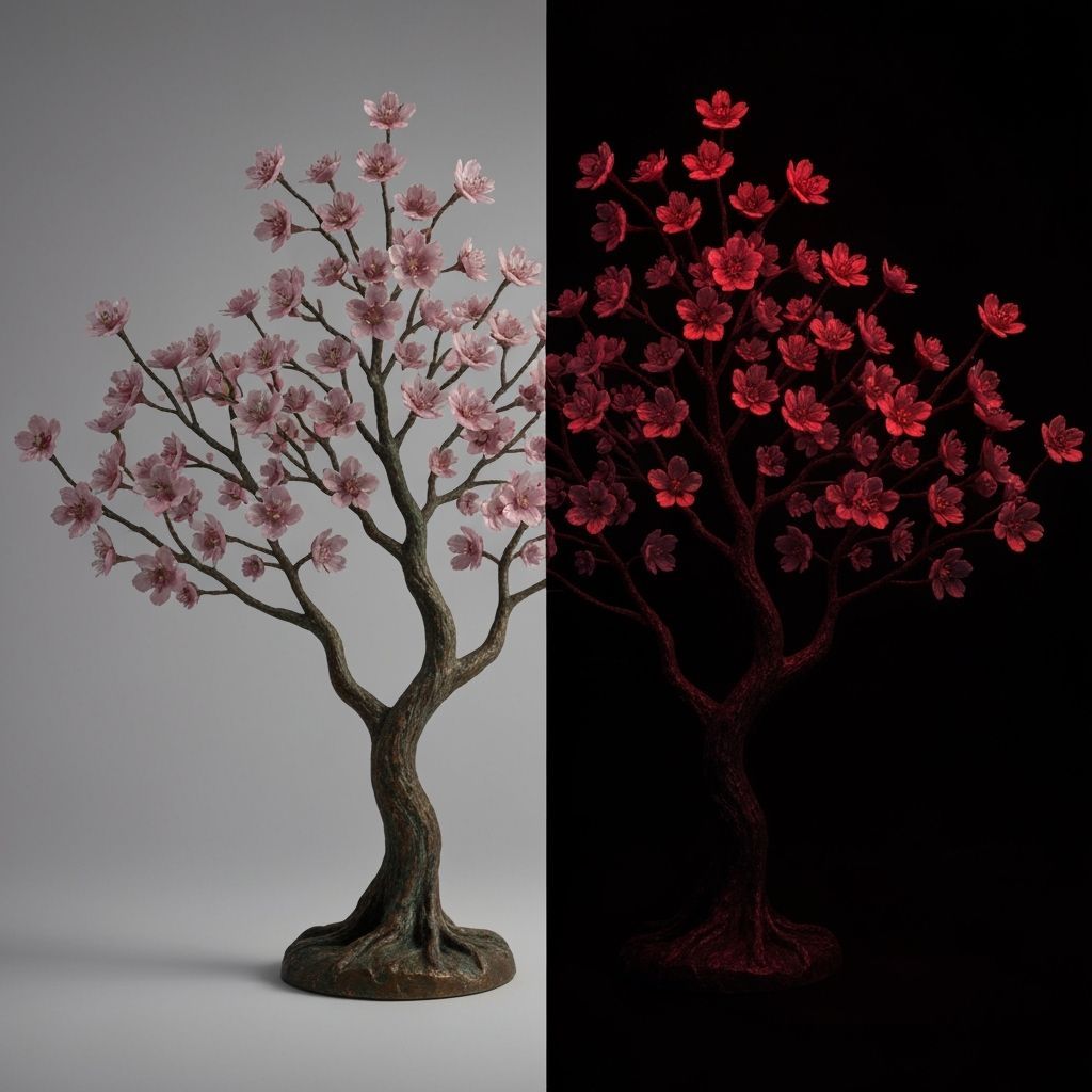 Fluorescent Gemstone Sakura Tree in Bronze