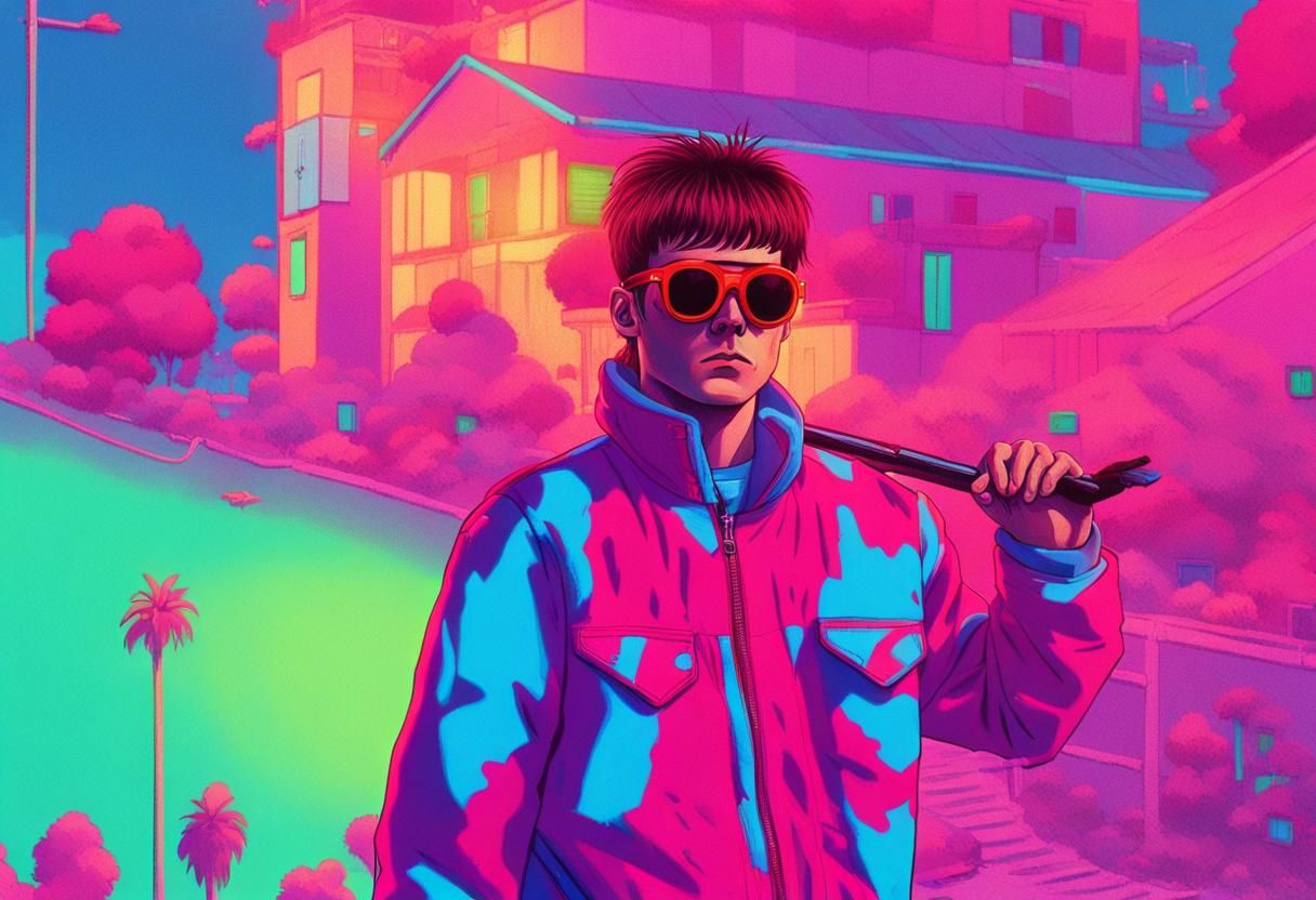 Oliver Tree with Scooter in Anime Style