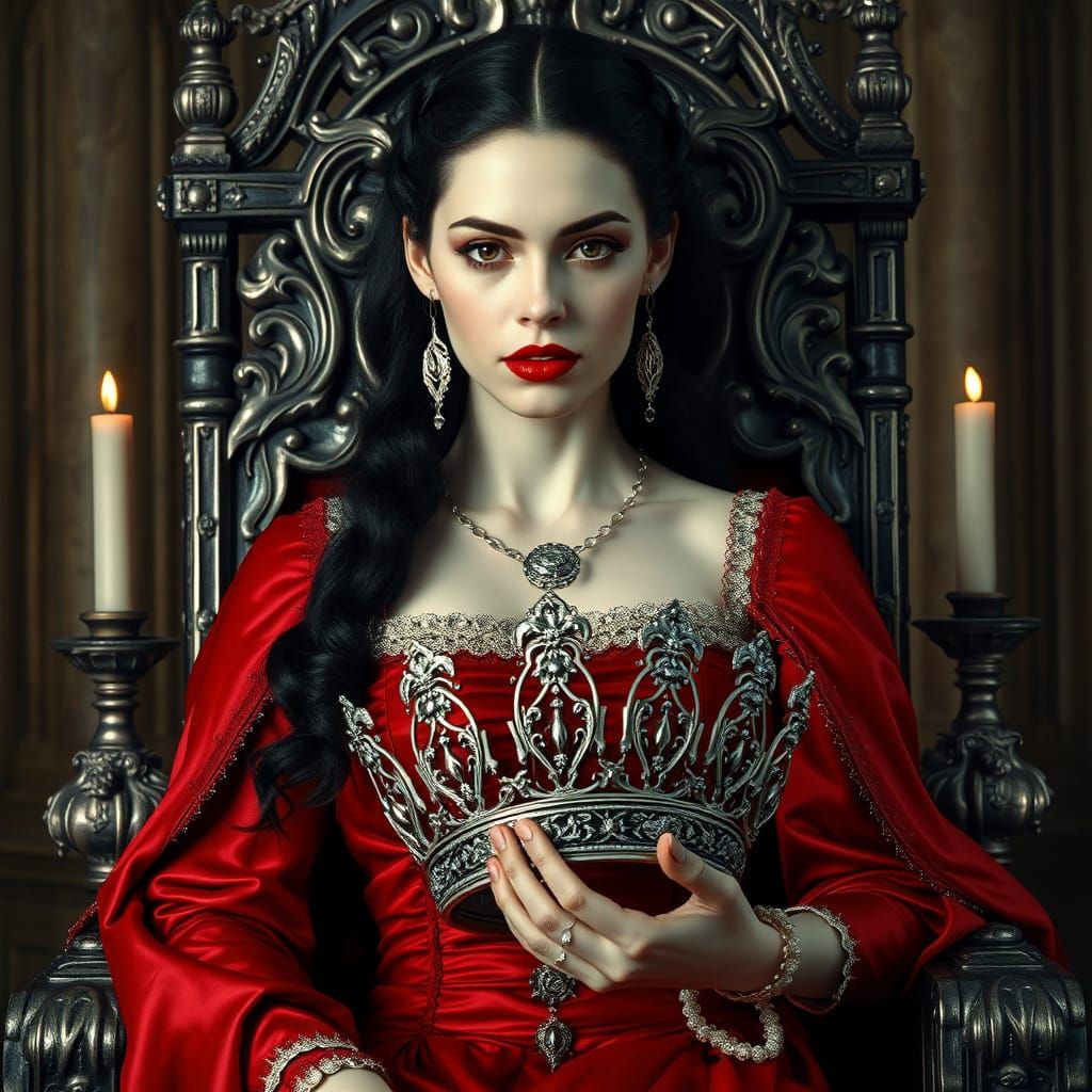 Regal Baroque Portrait of a Queen in a Luxurious Cathedral S...