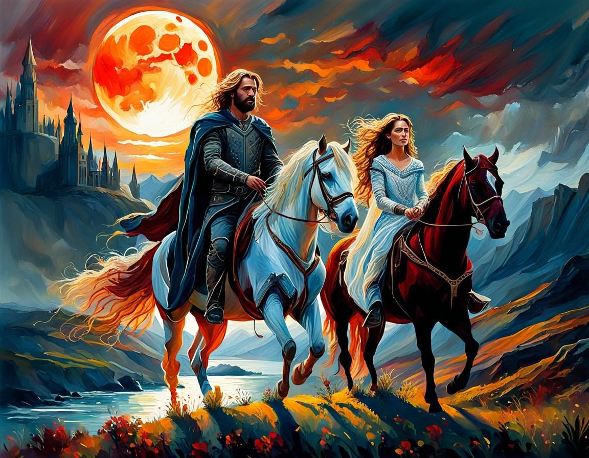 Gondor Knight and Lady in Summerscape Sunset