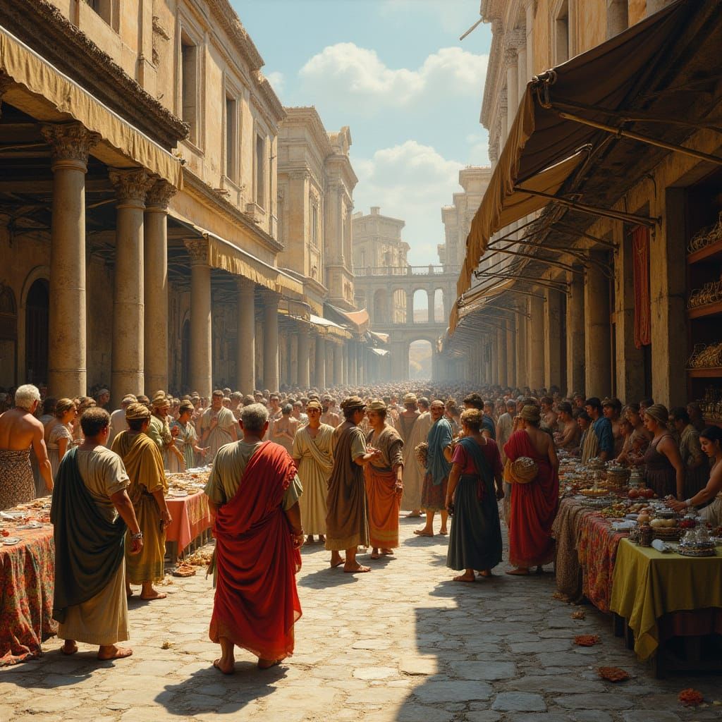 Ancient Roman Marketplace in Classical Realism Style