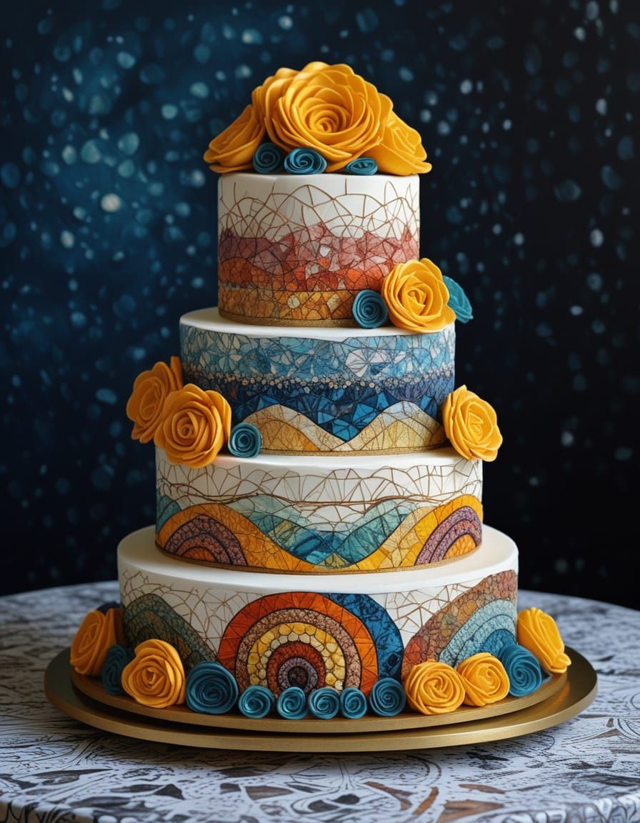 Crazy Wedding Cake in Ominous Golden Hour Light