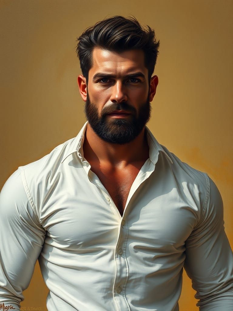 Handsome Man in White Shirt: Classical Realism Portrait