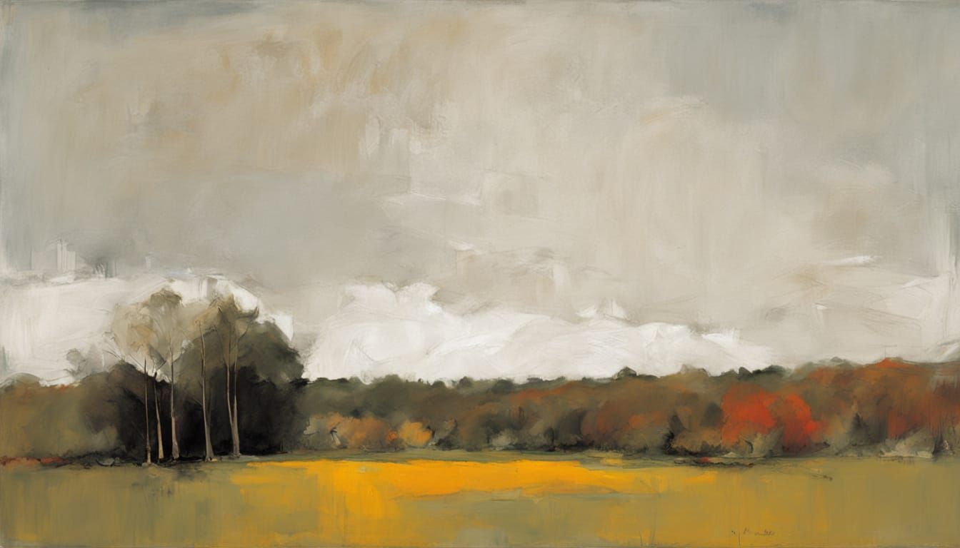 Muted New England Landscape with Wildflowers