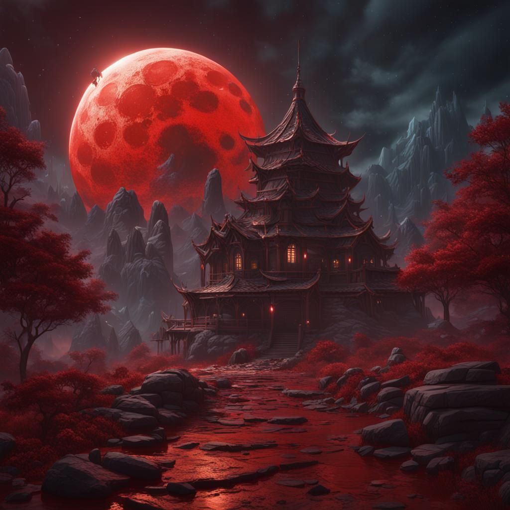Blood Moon Fantasy Concept Art in Deep Color