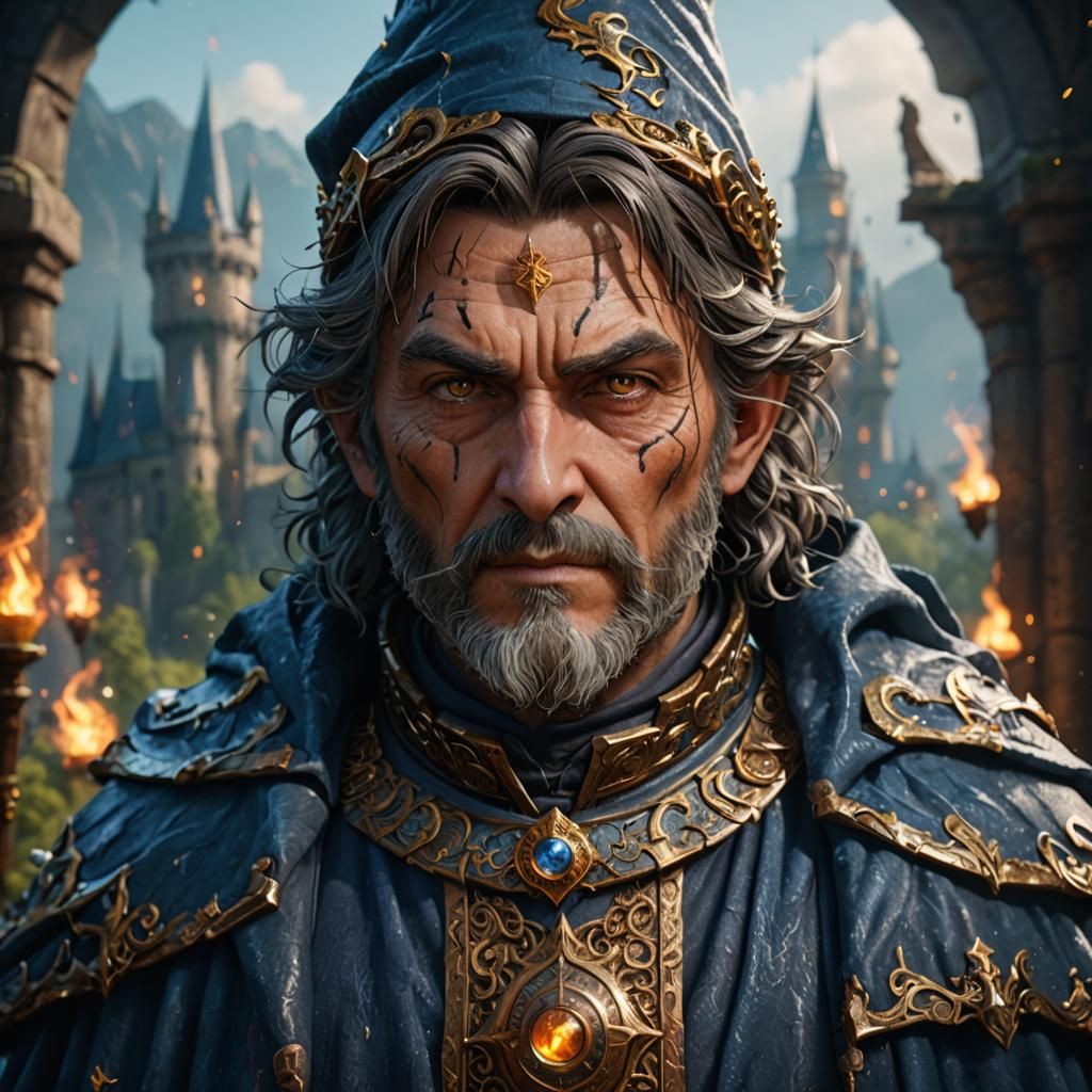Handsome Wizard in Detailed Matte Painting