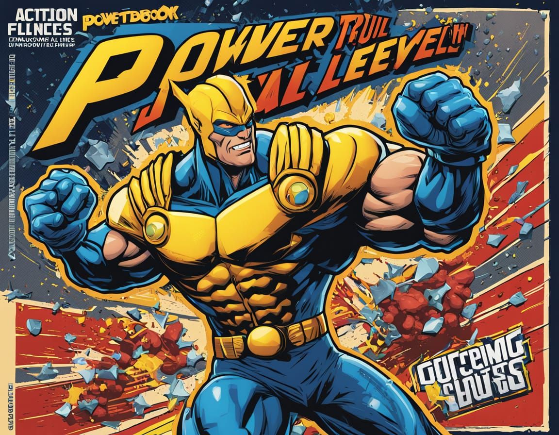 Dynamic Superhero Action Figure Box in Comic Book Style