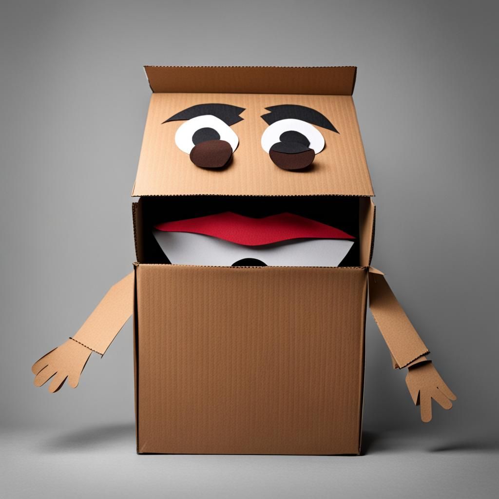 Cardboard Box Puppet: AI Interpretation