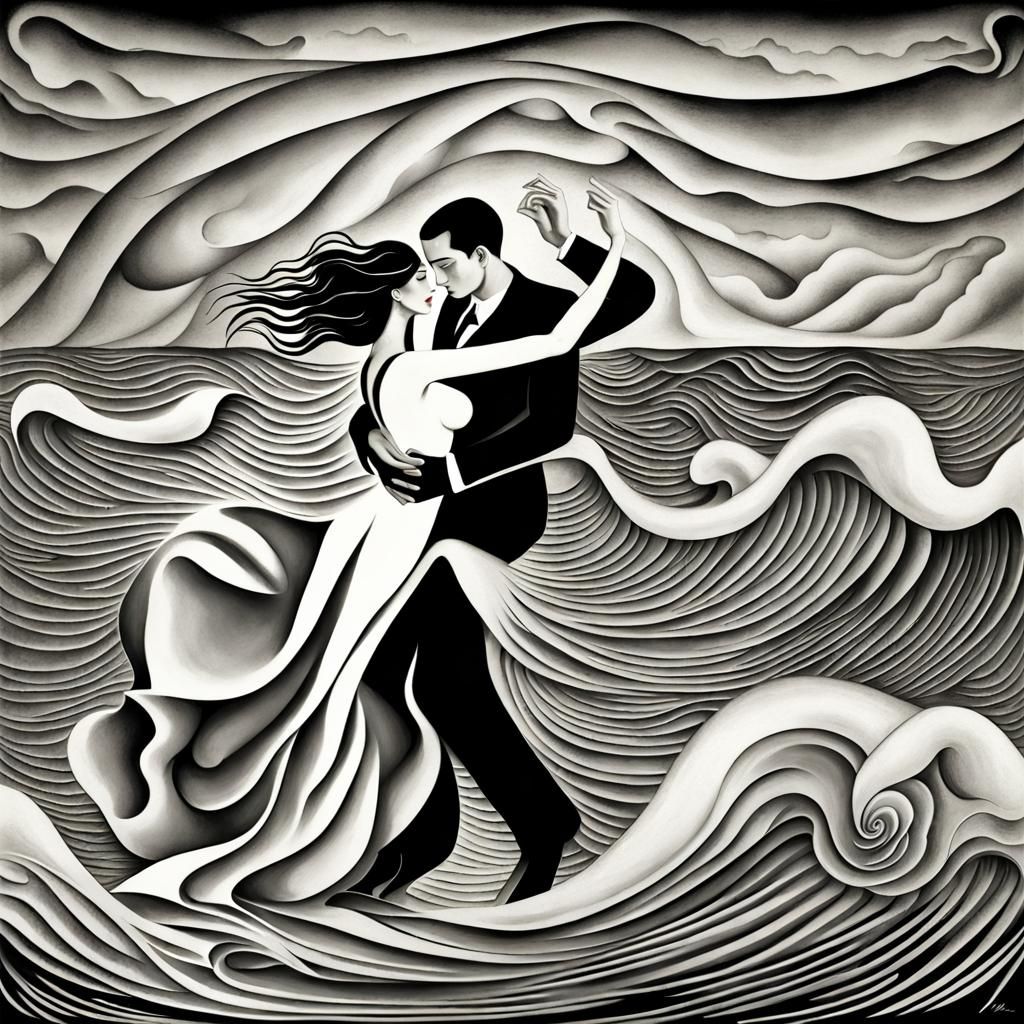Surreal Tango Dance Among the Waves