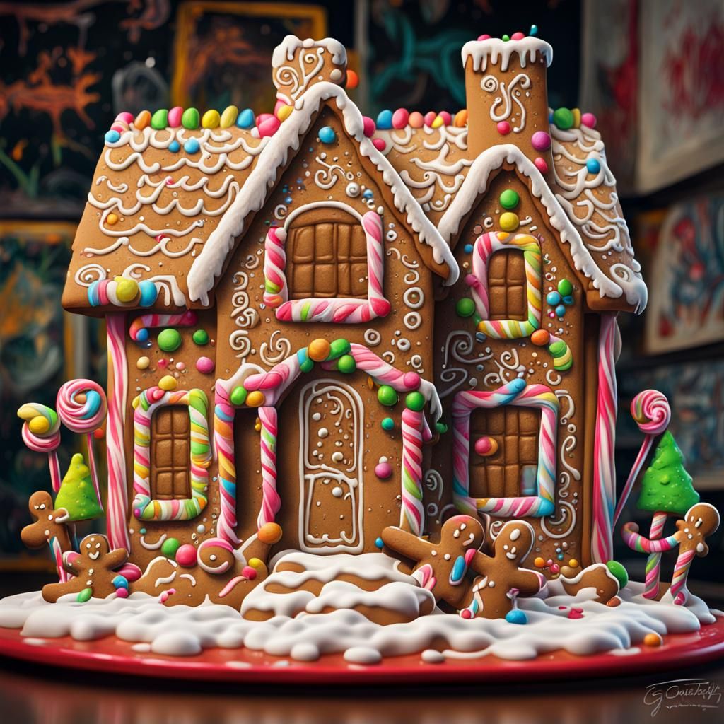 Colorful Graffiti-Style Gingerbread House