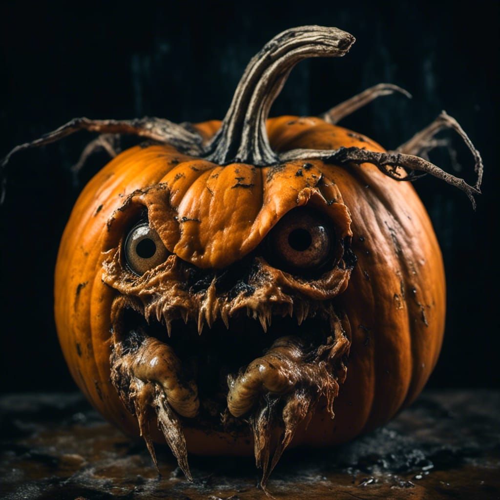 Rotten Pumpkin with Chicken Talons in Swamp