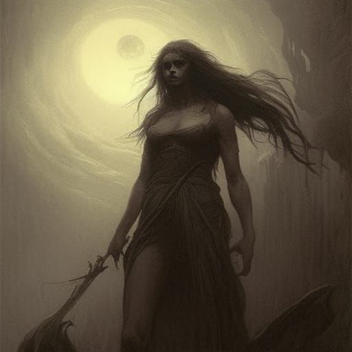 Terrifying Werewolf Girl in Horror Style