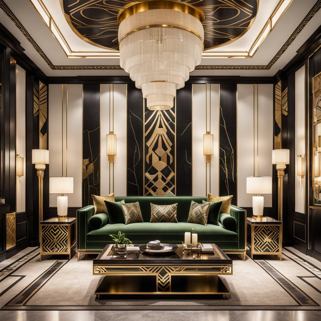 Art Deco Living Room with Opulent Design