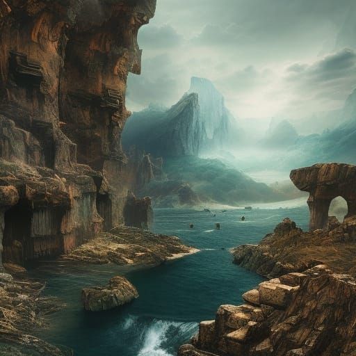 Epic Rocky Landscape Digital Matte Painting