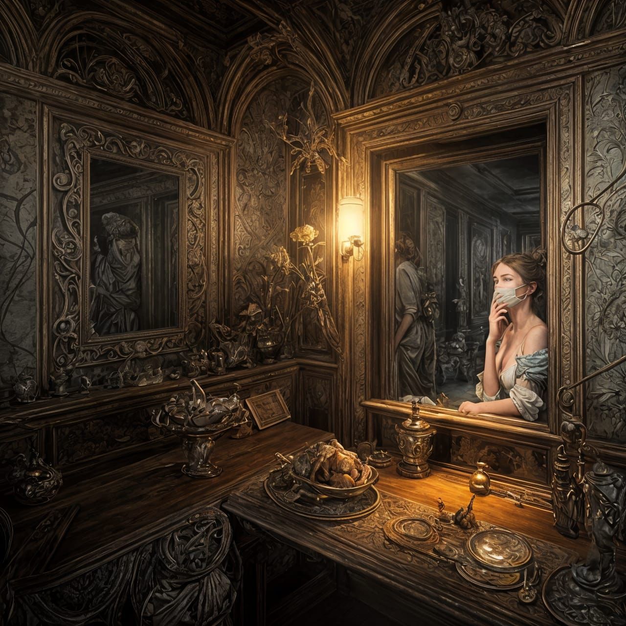 Hyperrealistic Waiter Painting in Ultra Detail