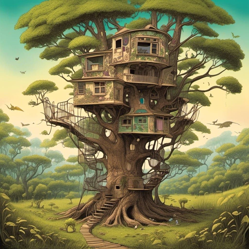 Enchanting Treehouse Design in Whimsical Style