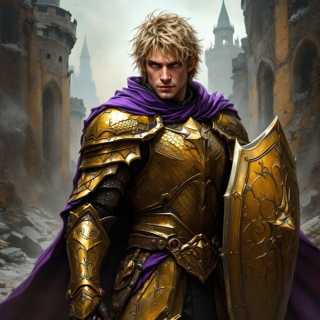 Elegant Dark Fantasy Warrior in Royal Armor