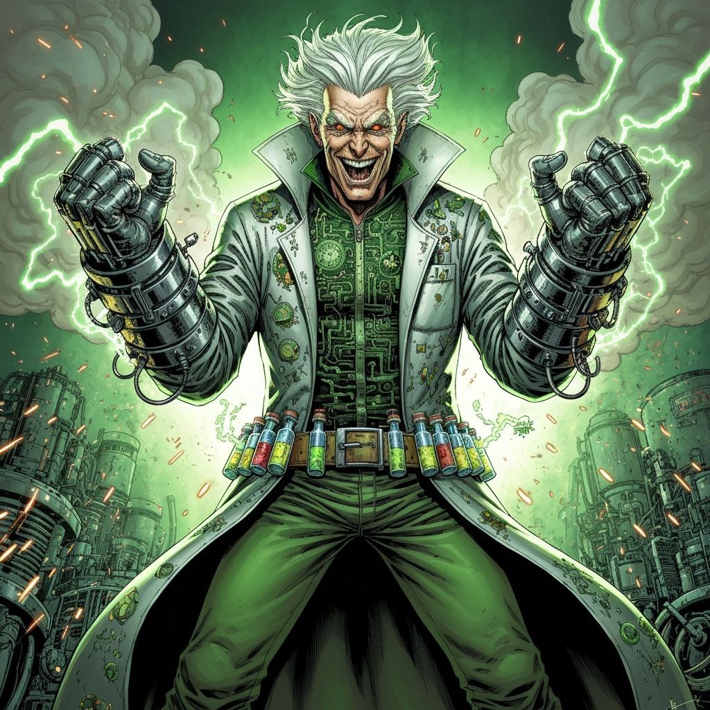 Mad Scientist Villain with Electric Gauntlets