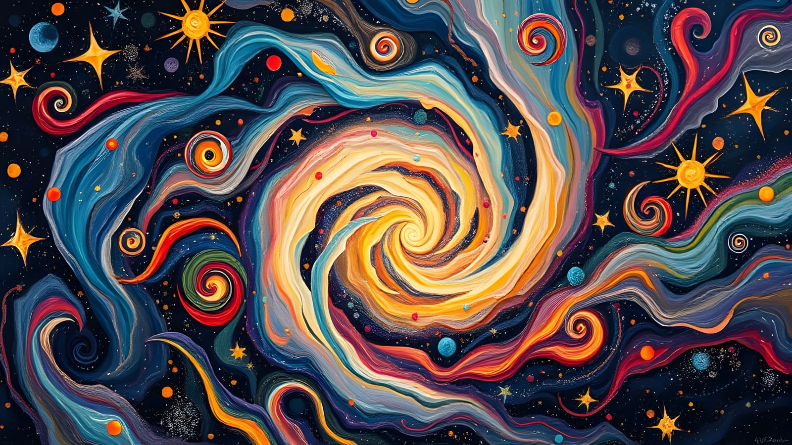 Abstract Maximalist Maelstroms in Oil Painting